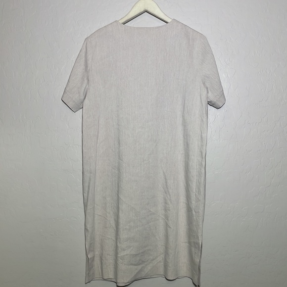 Theory Tan V-Neck Linen Dress sz L - Picture 4 of 4